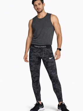 Nike Black and Gray Camo Performance Tights